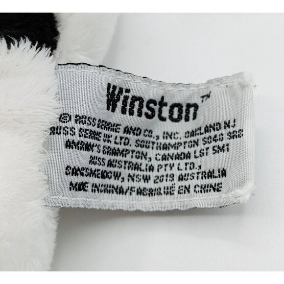 Russ Berrie Peepers Winston Dog Black & White Big Eyes Puppy 9" Plush Toy - Picture 4 of 4